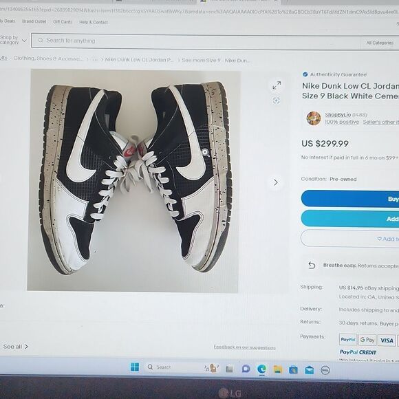 Nike Dunk 2006 Jordan Low Black White Cement 10 - Picture 10 of 11